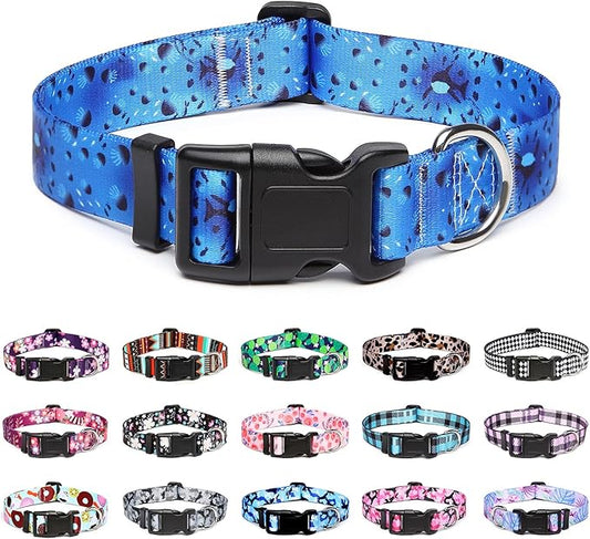Mercano Adjustable Dog Collar - Special Design Patterns, Soft Nylon Comfortable Durable Pet Collar for Small Medium Large Dogs (XS, Blue Ocean)