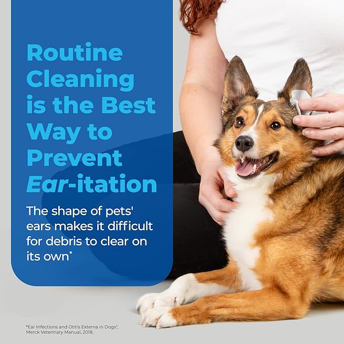 Vetnique Oticbliss Advanced Cleaning Ear Wipes for Dogs for Odor Control, Dirt and Wax Removal with Soothing Aloe Vera, Salicylic Acid & Vitamin E, (Ear Cleaning Wipes, Advanced Cleaning Large)