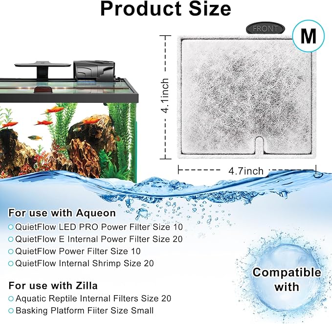 8 Pack Medium Filters Cartridges Compatible with Aqueon Fish Tank Filter Cartridges Compatible with Aqueon QuietFlow LED PRO Power Filter Size 10/Power Filter Size 10/E Internal Power Filter Size 20