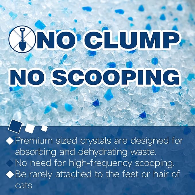 Made4Pets Cat Litter Crystals Odor Control, Kitty Litter Non Clumping No scooping Low Dust, Low Tracking, Lightweight, Dehydrates Waste,– 6.6 lbs (2 x 3.3 lb Packs)