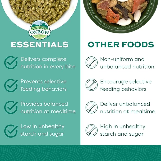 Oxbow Essentials Guinea Pig Food, Adult Guinea Pig, Made with Oxbow Timothy Hay, Pet Food Pellets with Vitamin C, Small Animal Pet Products, Made in USA, High Fiber, 10 lb. bag