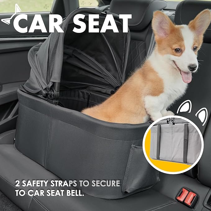 3 in 1 Pet Stroller with Removable Carrier, Folding Stroller for Small/Medium Dogs and Cats, Waterproof, All-Terrain, with Sun Shades, Car Seat