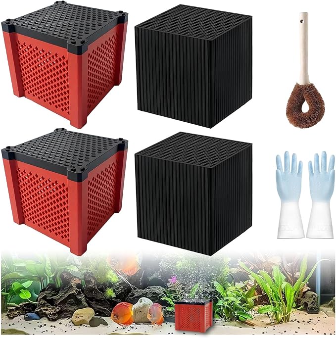 2 PCS 2026 New Pure Cube Water Trough Filter 2.0, Eco-Aquarium with Honeycomb Charcoal, Super Strong Filtration Activated Carbon Filter Media for Fish Tanks, Horse Troughs, Ponds & Livestock Tanks