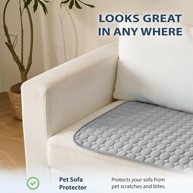 MICROCOSMOS Summer Cooling Mat & Sleeping Pad- Water Absorption Top, Materials Safe, Easy Carry, EZ Clean. Keep Cooling for Pets, Kids and Adults.(Grey, 40" x 28")