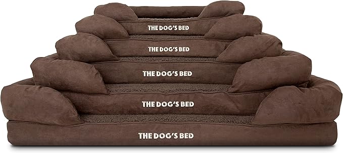 The Dog’s Bed Orthopedic Dog Bed Medium Brown Plush 25.5x20, Premium Memory Foam, Pain Relief: Arthritis, Hip & Elbow Dysplasia, Post Surgery, Lameness, Veterinary Approved, Waterproof Washable Cover