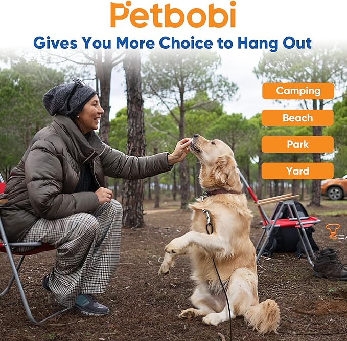 Petbobi Heavy Duty Dog Tie Out Cable and Stake - 40FT Steel Wire Dog Leads for Large Dogs Up to 300lbs, Anti Rust Spiral Stake with Strong Leash & 360° Swivel Hooks - Ideal for Yard, Outdoor & Camping