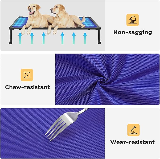Veehoo Chew Proof Dog Bed, Non-Chewable Cot for Large Dogs, Anti-Scratch Durable Hammock Raised Place for Training Platform, Outdoor Cooling Off Ground, CWC2420ACP