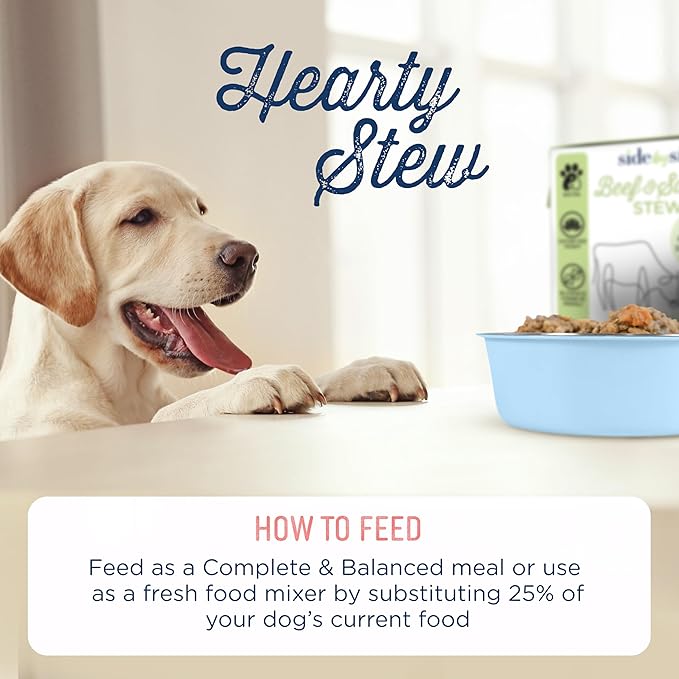Side by Side Beef & Salmon Stew, Neutral Dog Food for All Breeds, Made of Whole Foods, Every Ingredient Has a Purpose, No Artificial Additives, Fillers, or Gums, Ready to Serve, 12.5 oz, Case of 12