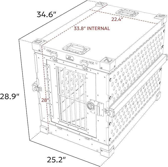 Heavy Duty Fully Collapsible Powder-Coated Aluminum Dog Crate - Medium (Black)