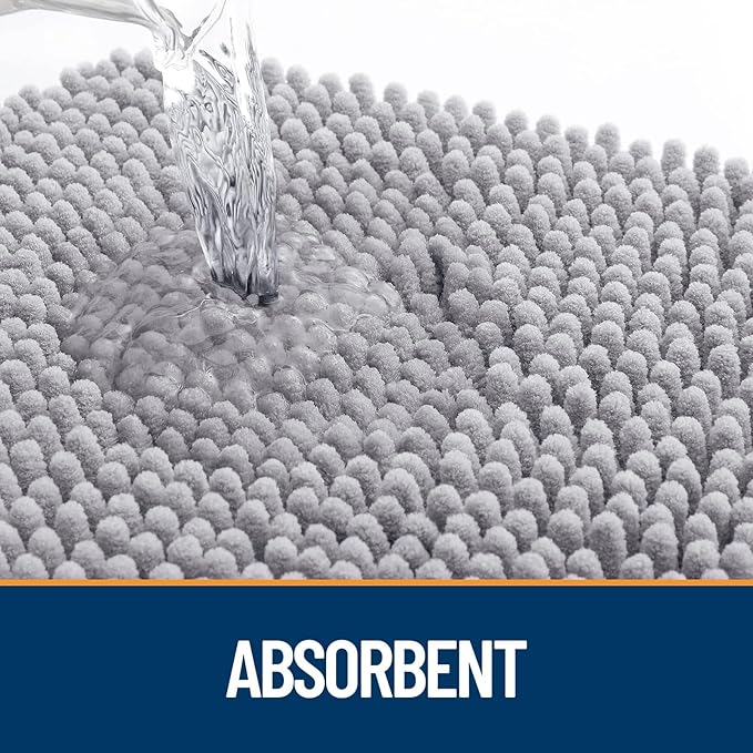 OLANLY Dog Door Mat for Muddy Paws 30x20, Absorbs Moisture and Dirt, Absorbent Non-Slip Washable Doormat, Quick Dry Chenille Mud Mat for Dogs, Entry Indoor Entryway Carpet for Inside Floor, Light Grey