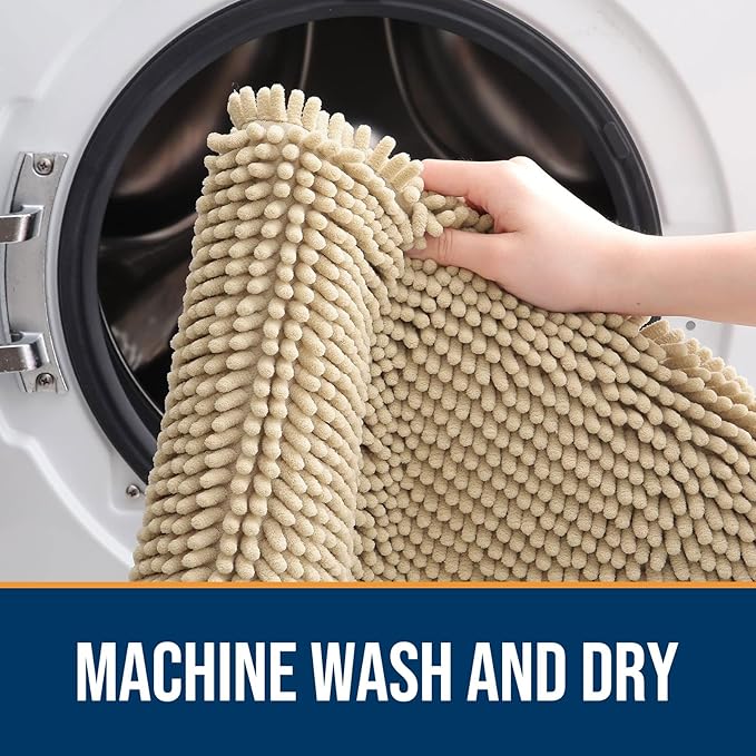 OLANLY Dog Door Mat Set 4-Piece 30x20, Absorbs Moisture and Dirt, Absorbent Non-Slip Washable Doormat, Quick Dry Chenille Mud Mat for Dogs, Entry Indoor Entryway Carpet for Inside Floor, Beige