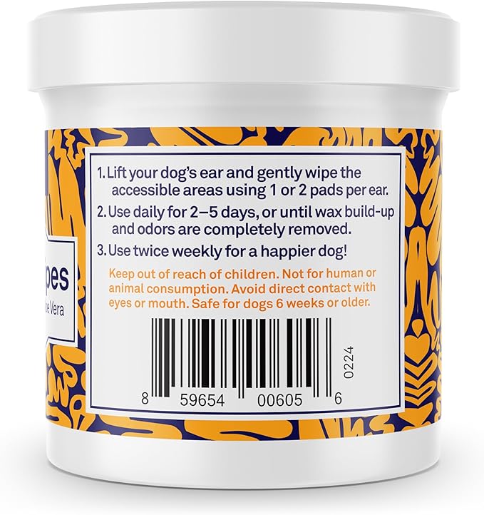 Petpost | Dog Ear Cleaner Wipes - Ultra Soft Cotton Pads in Coconut Oil Aloe Solution - Dog Ear Rinse & Cleanser 100 ct.