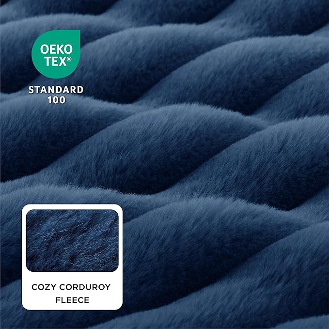 Bedsure Orthopedic Dog Beds Large Sized Dog, Waterproof Memory Foam Pet Bed with Sides, Non-Slip Bottom and Egg-Crate Foam Large Pet Couch Sofa with Washable Removable Corduroy Cover, Blue