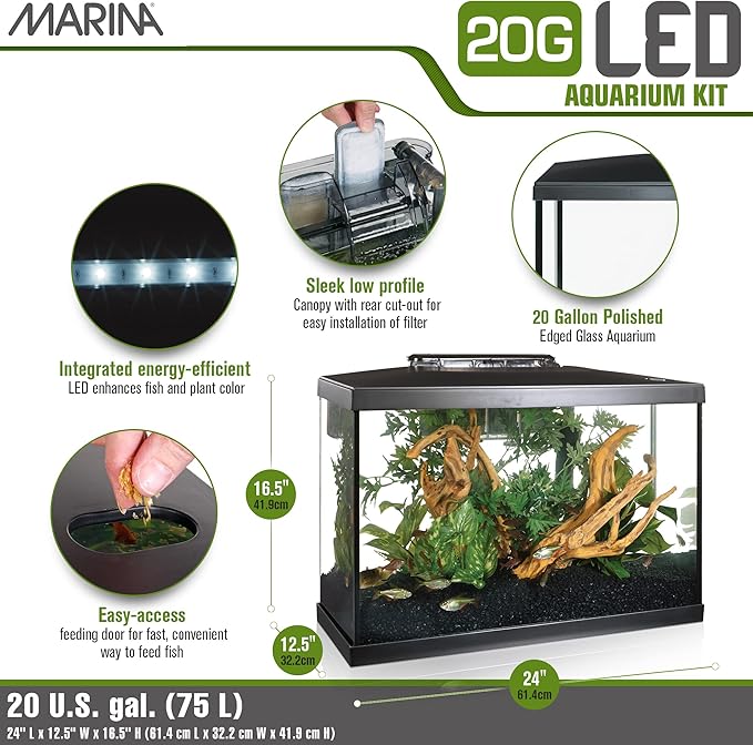 Marina Aquarium Kit - 20 gallon Fish Tank - LED