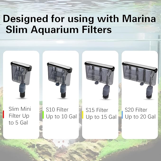 6 Pack of Aquarium Filters for Fish Tank Compatible with Marina Slim S10&S15&20 Replacement Filter Cartridge Activated Carbon bio-Zeolite Fish Tank Cotton Cartridge
