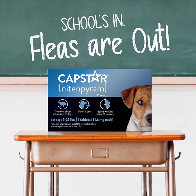 Capstar(nitenpyram) for Dogs Fast-Acting Oral Flea Treatment for Dogs 2-25 lbs, Vet-Recommended Medication Tablets Start Killing in 30 Minutes, 12 Doses