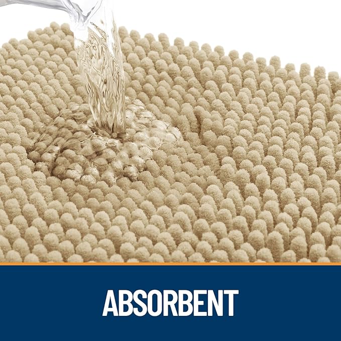 OLANLY Dog Door Mat Set 4-Piece 36x24, Absorbs Moisture and Dirt, Absorbent Non-Slip Washable Doormat, Quick Dry Chenille Mud Mat for Dogs, Entry Indoor Entryway Carpet for Inside Floor, Beige