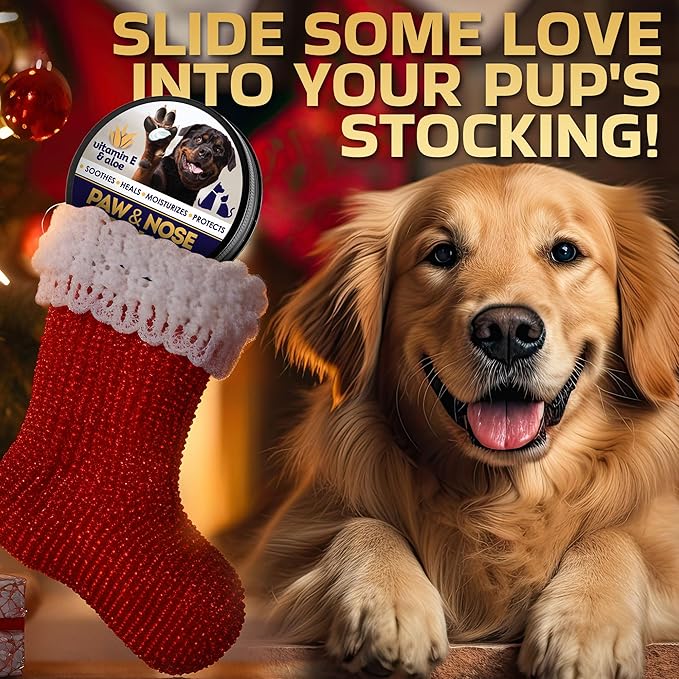 Dog Paw Balm for Dry Cracked Paws – Lick-Safe Moisturizer and Organic Paw Wax with Aloe & Vitamin E – Hot Pavement and Winter Snow Protection – Nose Safe – for All Breeds