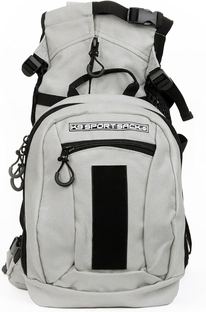 K9 Sport Sack Plus 2 - Small, Light Grey - Ideal for Dogs 13-16” Long - Adjustable, Backpack-Style Carrier with Multi-Functional Storage Pack, Thick Shoulder Straps & Padded Back Panel