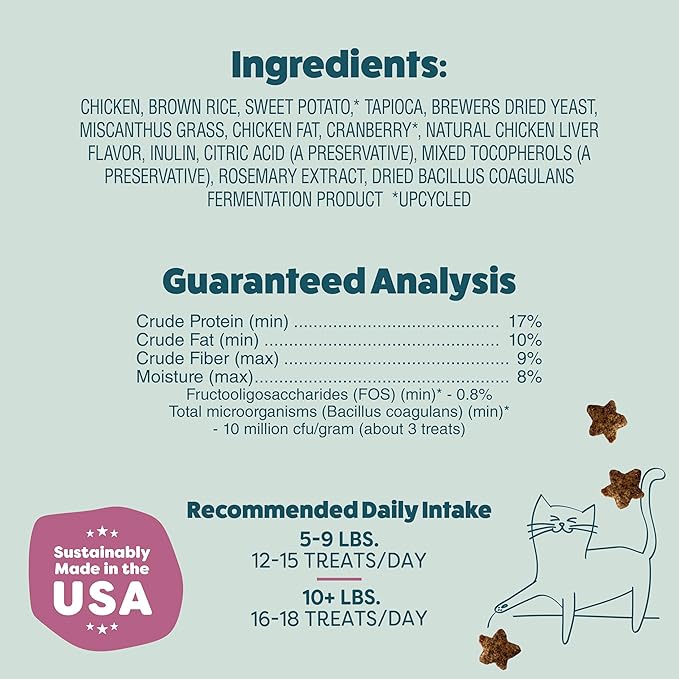 Shameless Pets Crunchy Cat Treats - Kitty Treats for Cats with Digestive Support, Natural Kitten Treats with Real Chicken, Healthy Flavored Feline Snacks - Cran You Say Chicken, 1-Pk