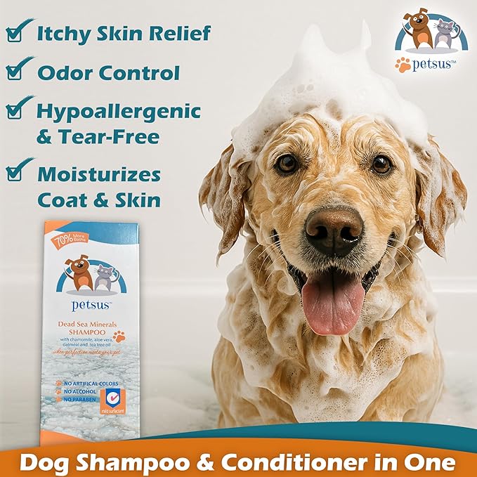 Hypoallergenic Dog & Cat Shampoo and Conditioner – All-Natural Itchy Skin Relief for Allergies | Puppy Safe | Soothing with Tea Tree Oil, Aloe Vera, and Oatmeal for Sensitive Skin