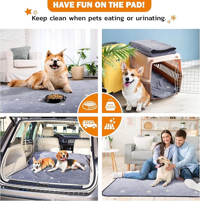 LOOBANI Washable Pee Pads for Dogs, Fast Absorption Reusable Puppy Pads, Waterproof Whelping Mats, Non Slip Training Pet Playpen Mat for Floor, Dog Crate, Grey 2 Pack 41 x 41 in