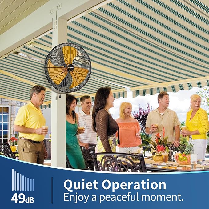 20 Inch Industrial Wall Mount Fan - 6000CFM High Velocity, Heavy Duty Metal Construction, 3 Speeds, Adjustable Tilt, Quiet Operation - Ideal for Garage, Shop, Commercial Use