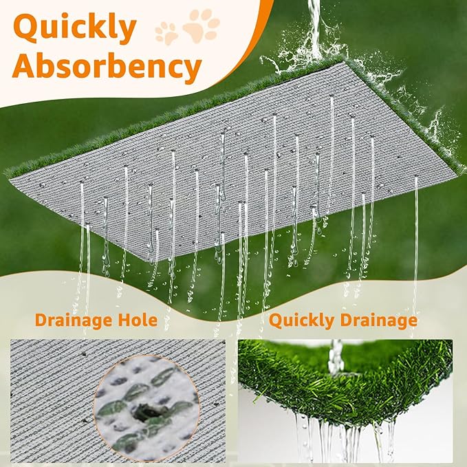 LOOBANI 41x26.8in Large Dog Grass Potty Tray - Dog Litter Box with 2-Pack Replacement Artificial Grass Puppy Training Pads - Potty Tray for Balcony Apartment Indoor Outdoor Use