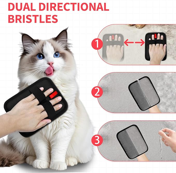 Static Pet Hair Removal Glove, 2 Pcs Electrostatic Dog Hair Remover Brush, Reusable Cat Fur Grooming Gloves for Furniture Couch Carpet Curtain Car Seat Cleaning Tool