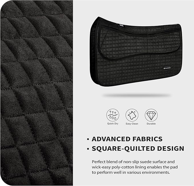 Tackmore Western Saddle Pad Adjustable with Side Pockets and Foam Inserts Shock-Absorbing Riding Pad