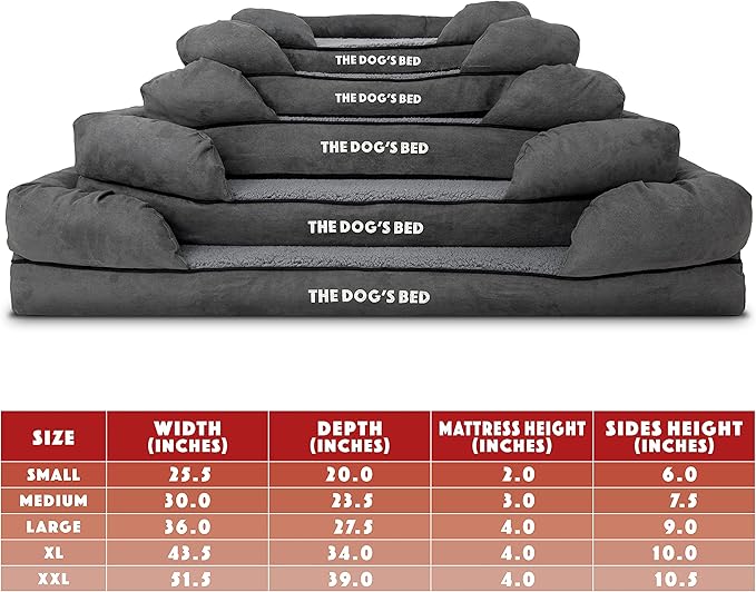 The Dog’s Bed, XL Grey Plush 43.5x34,Solid Memory Foam, Pain Relief: Arthritis, Hip & Elbow Dysplasia, Post Surgery, Lameness, Supportive, Calming, Waterproof Washable Cover, Veterinary Approved
