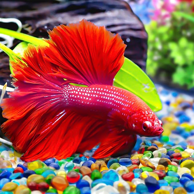 Keedolla 15 Oz Aquarium Fish Tank Pebbles Gravel for Betta Fish, Sea Glass Beads Fish Bowl Rocks Pebbles Glass Stone Polished for Aquarium, Vase Fillers, Christmas Decoration - Pink