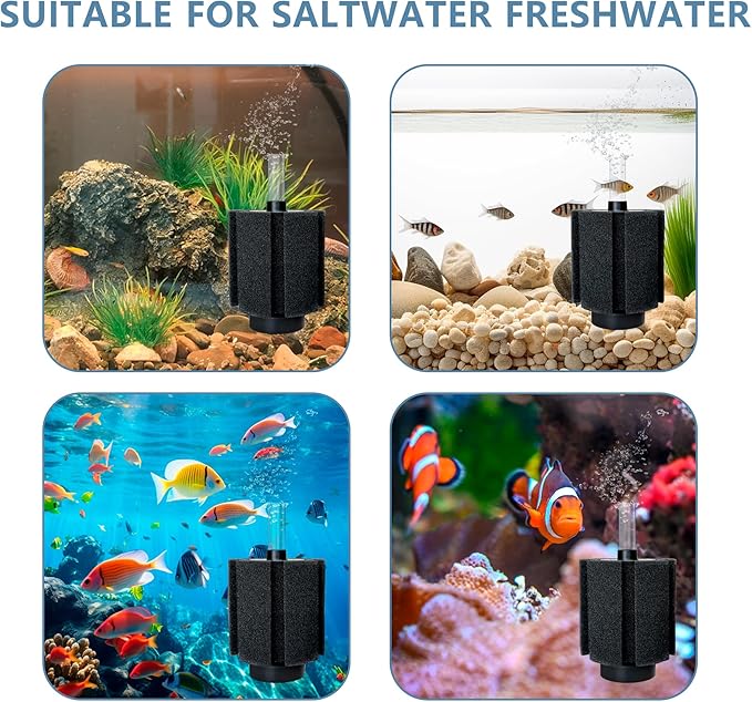 4Pcs Aquarium Sponge Filter 40 Gallon, Sponge Filter 50Gal with Airstone Breeding Fry Betta Shrimp Fish Tank 10 Gal to 50 Gal