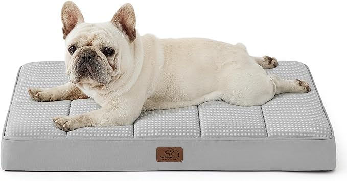Bedsure Cooling Dog Bed for Medium Dogs - Orthopedic Flat Puppy Beds with Removable Washable Cover, Egg Crate Foam Pet Mat, Suitable for Pet Up to 35 lbs
