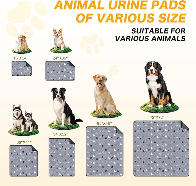 Washable Pee Pads for Dogs 65"x48", Extra Large Reusable Puppy Pads, Waterproof Pet Pee Pads for Dog Potty Training, Extra Large Dog Pee Pads for Crate, Playpen, and Whelping, Durable and Absorbent