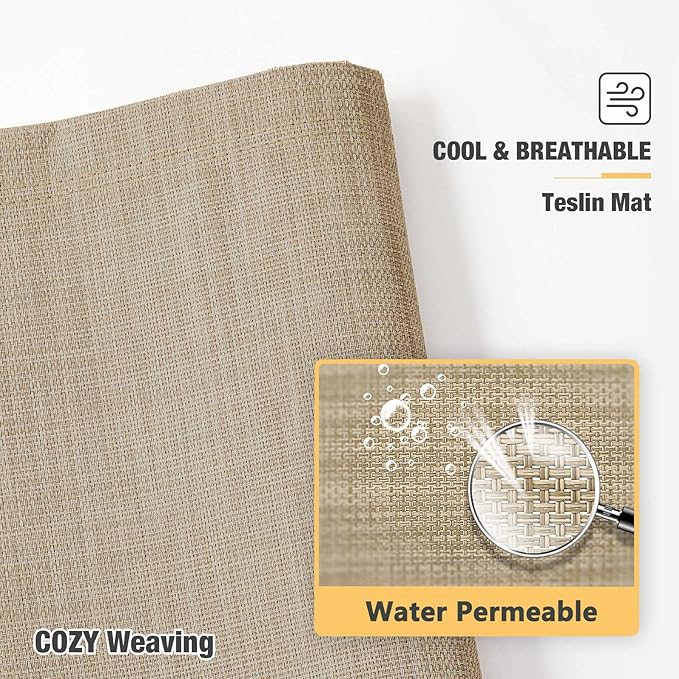 Veehoo Chew Proof Elevated Dog Bed - Cooling Raised Pet Cot - Silver Aluminum Frame and Durable Textilene Mesh Fabric, Unique Designed No-Slip Feet for Indoor or Outdoor Use, Beige Coffee, X Large