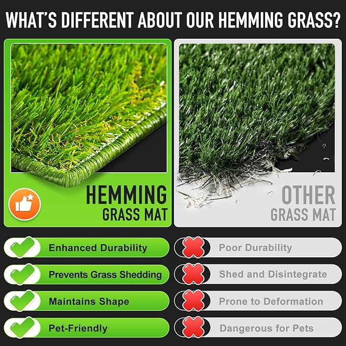 Hompet Artificial Grass for Dogs, 40"x26", Professional Dog Grass Mat, Easy to Clean with Drainage Holes, Potty Training Pad and Replacement Fake Grass Turf, Outdoor Rug Patio Lawn Decoration