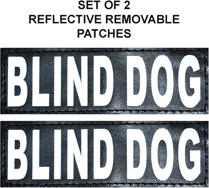 Doggie Stylz Blind Dog Vest Harness with Removable Patches and Reflective Trim. Comes with 2 Blind Dog Reflective Hook and Loop Patches. Measure Dogs Girth Before Purchase (Girth 24”-31" Red)