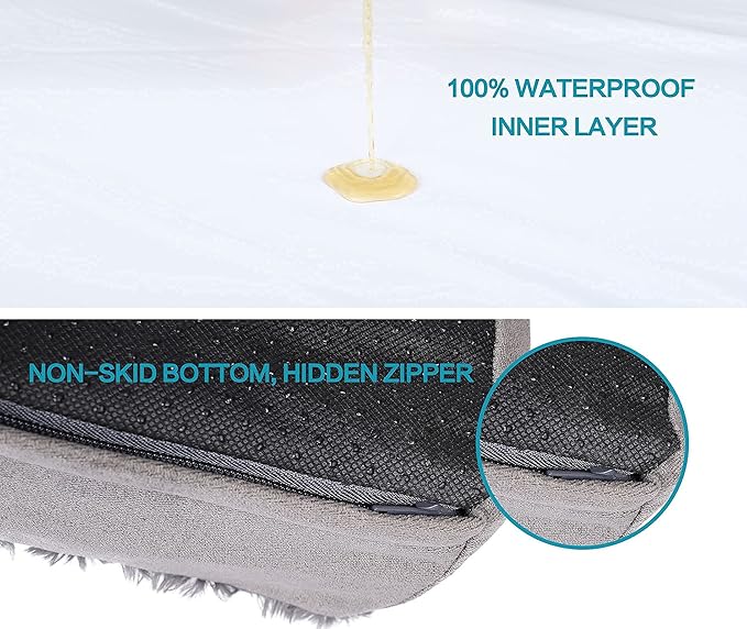 Orthopedic Memory Foam Dog Bed, Cooling Dog Beds for Extra Large Dogs -Waterproof Pet Bed for Crate with Removable Washable Cover, Ideal for Arthritic Dogs, XL(41inch,90Lbs)