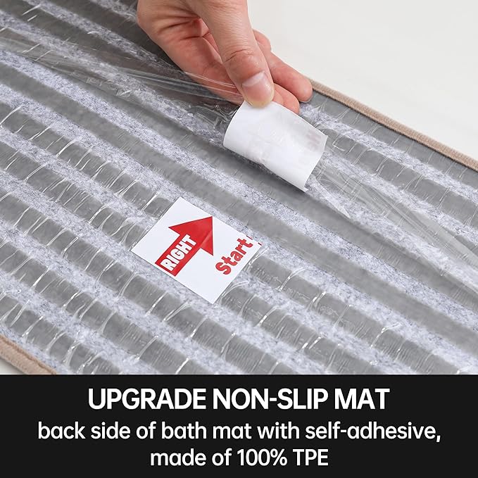 COSY HOMEER Edging Stair Treads Non-Slip Corner Indoor Stair Runners for Wooden Steps,Landing Slip Resistant Stair Rugs for Kids and Dogs, 100% Polyester TPE Backing,Beige,20"X32"