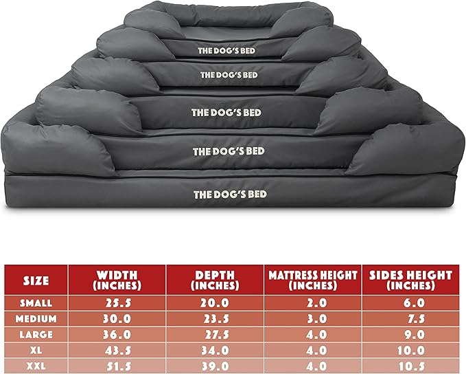 The Dog’s Bed Large Grey with Black Trim 36x27, Waterproof, Veterinary Grade Memory Foam, Pain Relief: Arthritis, Hip & Elbow Dysplasia, Post Surgery, Supportive, Washable Cover, Veterinary-Approved