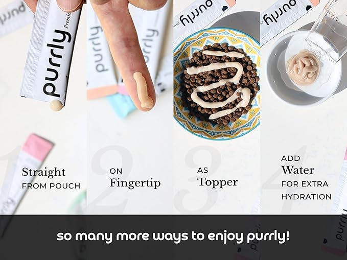 Purrly Cat Treat Snack Wet Lickable Low Calorie Healthy Grain-Free Tuna Variety Packs (18 Count) Squeezable Creamy Purée with Human-Grade Proteins and Functional Nutrients No-Artificial-Additives