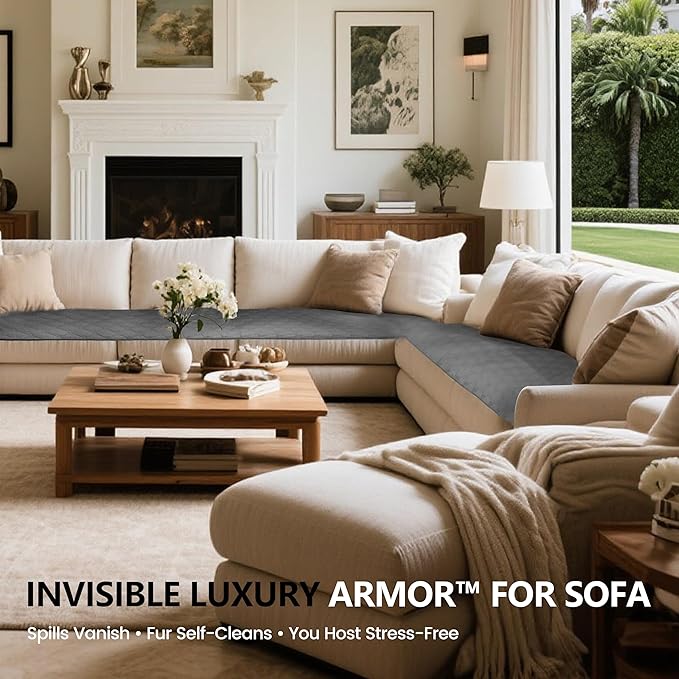 gogobunny 3X Stronger Waterproof Pet Blanket, Scratch Proof Furniture Protector for Dogs Cats, Reversible Cover 52x82 Inch, Dark Grey/Light Grey