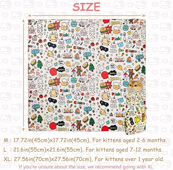 Cat Grooming Restraint Wrap – Self-Adhering Swaddle for Nail Clipping, Anti-Scratch & Escape-Proof, Calming Cat Swaddle Wrap for Grooming or Medication (Medium, for 1–6 Month Kittens)