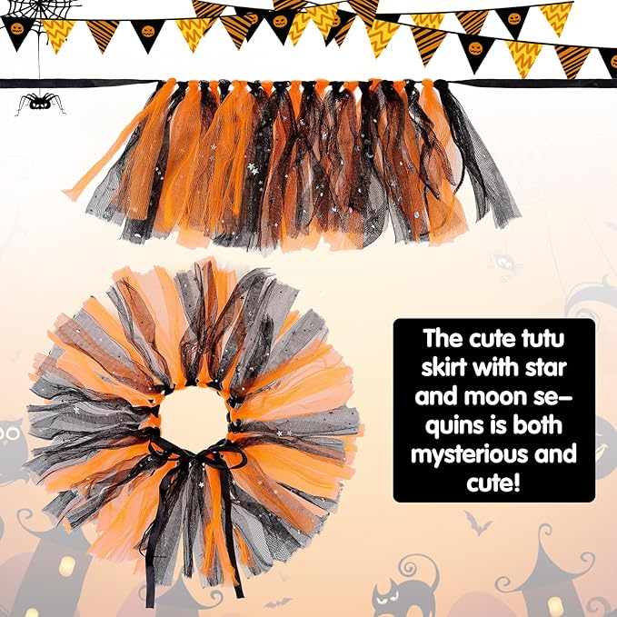 SCENEREAL Small Dog Halloween Costumes, Bandana Hat Dress Set, 3pcs Puppy Party Supplies, Soft Triangle Scarf, Cute Tutu Skirt Outfit for Girl Boy Pet
