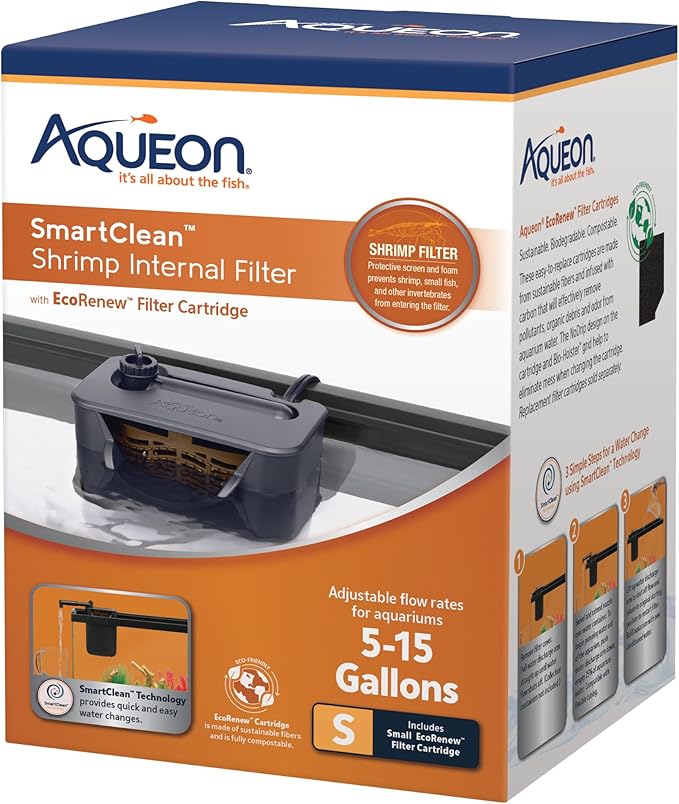 Aqueon QuietFlow Internal Filter with SmartClean Technology Shrimp, Small