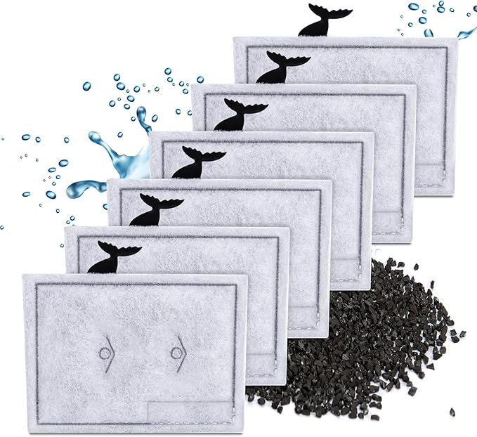 6 Packs Small Filters Cartridges Compatible with Aqueon Small Filter Carbon Filter Cartridge Compatible with Aqueon QuietFlow E Internal Power Filter 10 and 1/2.5/5 Gallon Minibow Aquarium Filters