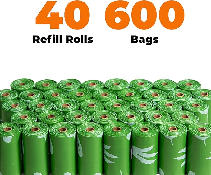 Best Pet Supplies Poop Bags for Dogs, 50% Post-Consumer Recycled Content dog waste bags on rolls, fits all poop bag holders for leashes - 600 Count, Green, Lavender Scented