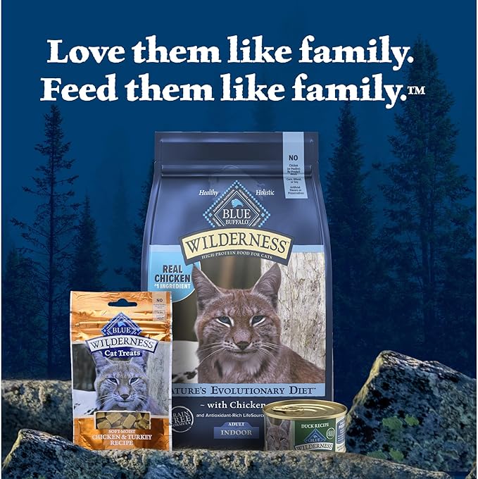 Blue Buffalo Wilderness Natural High-Protein Grain-Free Wet Food for Adult Cats, Duck Paté, 3-oz. Cans, 24 Count