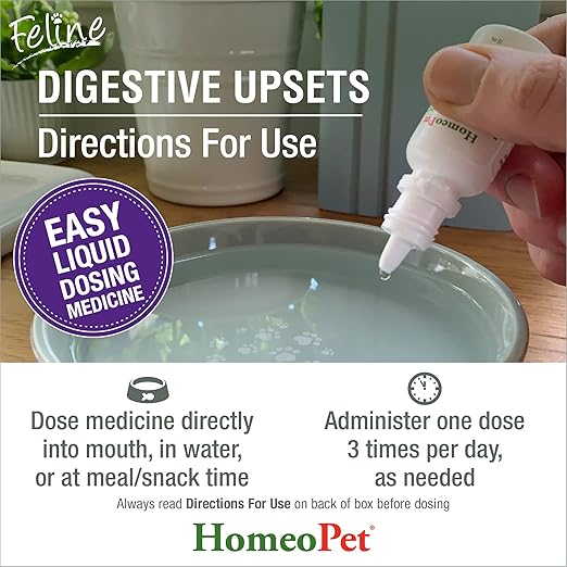 HomeoPet Feline Digestive Upsets, Safe and Natural Cat Digestive Support, 15 Milliliters